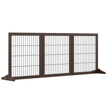 Pawhut Barrera Para Perros De 3 Paneles Con Patas De Apoyo 185x36x71 Cm Marrón_0