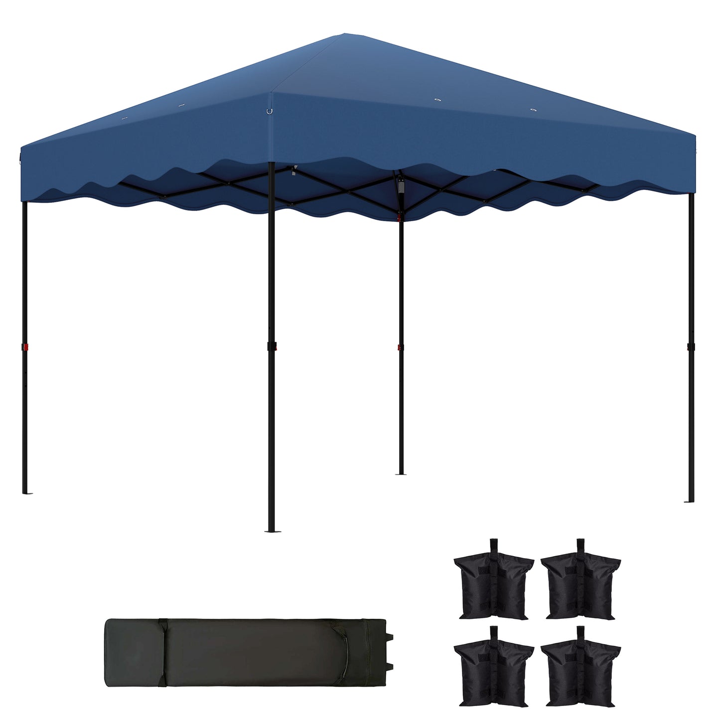 Outsunny Carpa Plegable Pop-up Gazebo 3x3 M Con Protección Uv 50+ Azul Oscuro_0