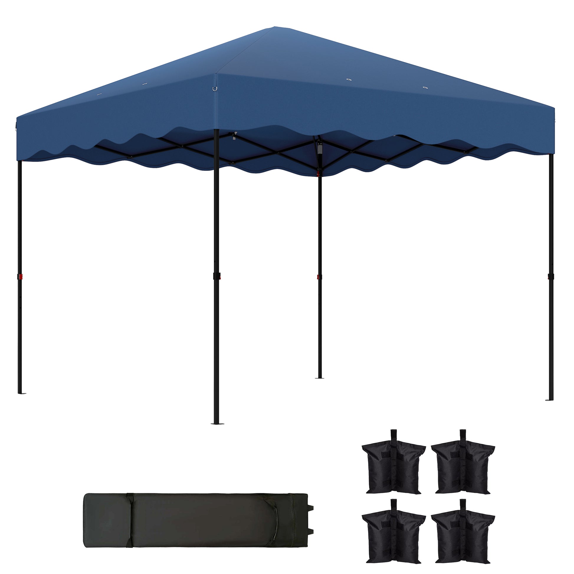 Outsunny Carpa Plegable Pop-up Gazebo 3x3 M Con Protección Uv 50+ Azul Oscuro_0