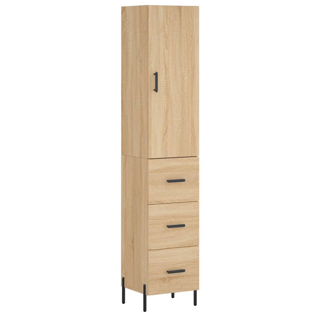 Aparador De Madera Contrachapada Roble Sonoma 34,5x34x180 Cm_1