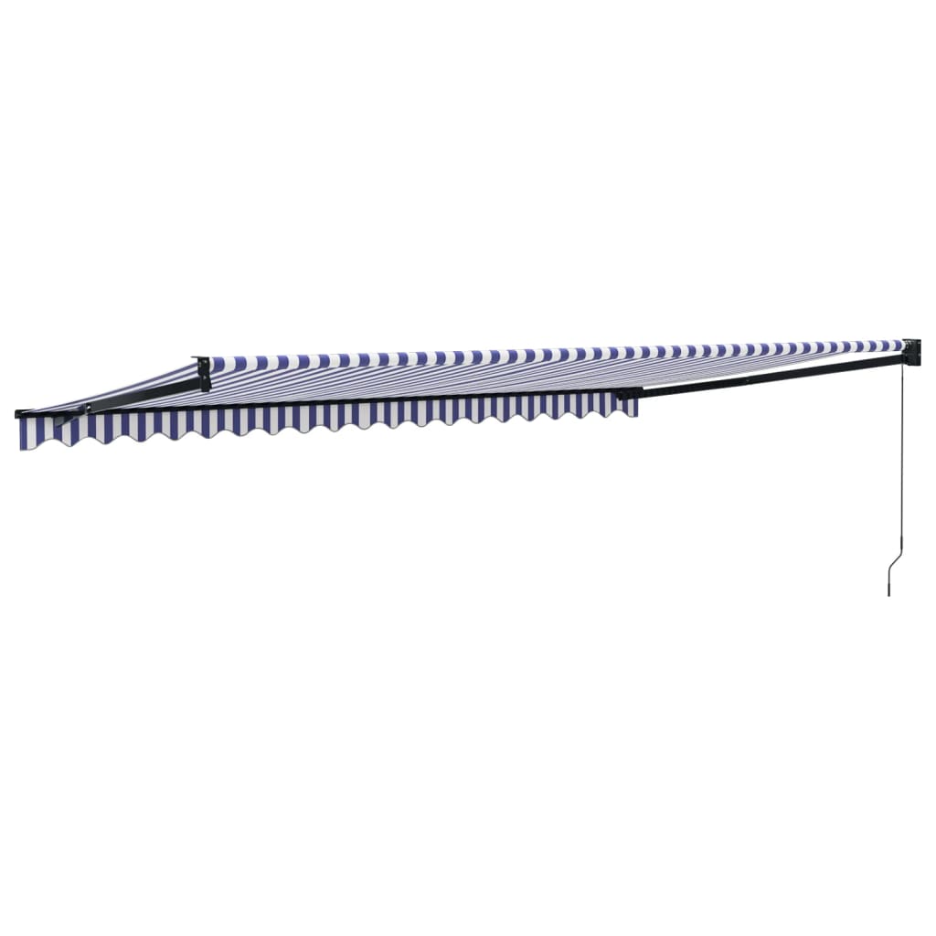 Toldo Retráctil Aluminio Y Tela Azul Y Blanco 5x3 M_4