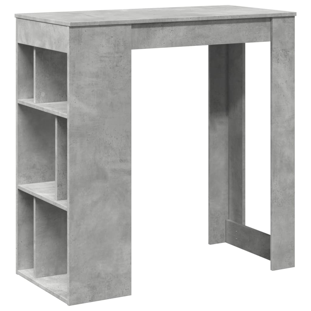 Mesa Alta Bar Con Estantes Madera Gris Hormigón 102x50x103,5cm_0