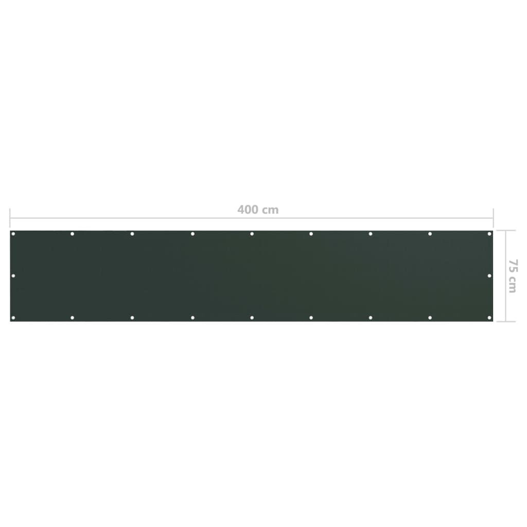 Vidaxl Toldo Para Balcón Tela Oxford Verde Oscuro 75x400 Cm_4
