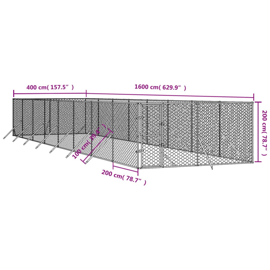 Vidaxl Perrera De Exterior Acero Galvanizado Plateado 4x16x2 M_2