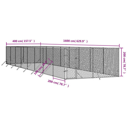 Vidaxl Perrera De Exterior Acero Galvanizado Plateado 4x16x2 M_3