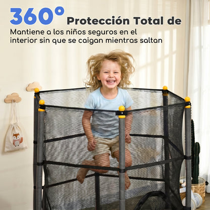 Homcom Cama Elástica Infantil Ø163 Cm Con Red De Seguridad Negro_5