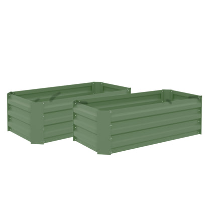 Outsunny Juego De 2 Jardineras Exterior Grandes De Acero 100x50x30 Cm Verde_0