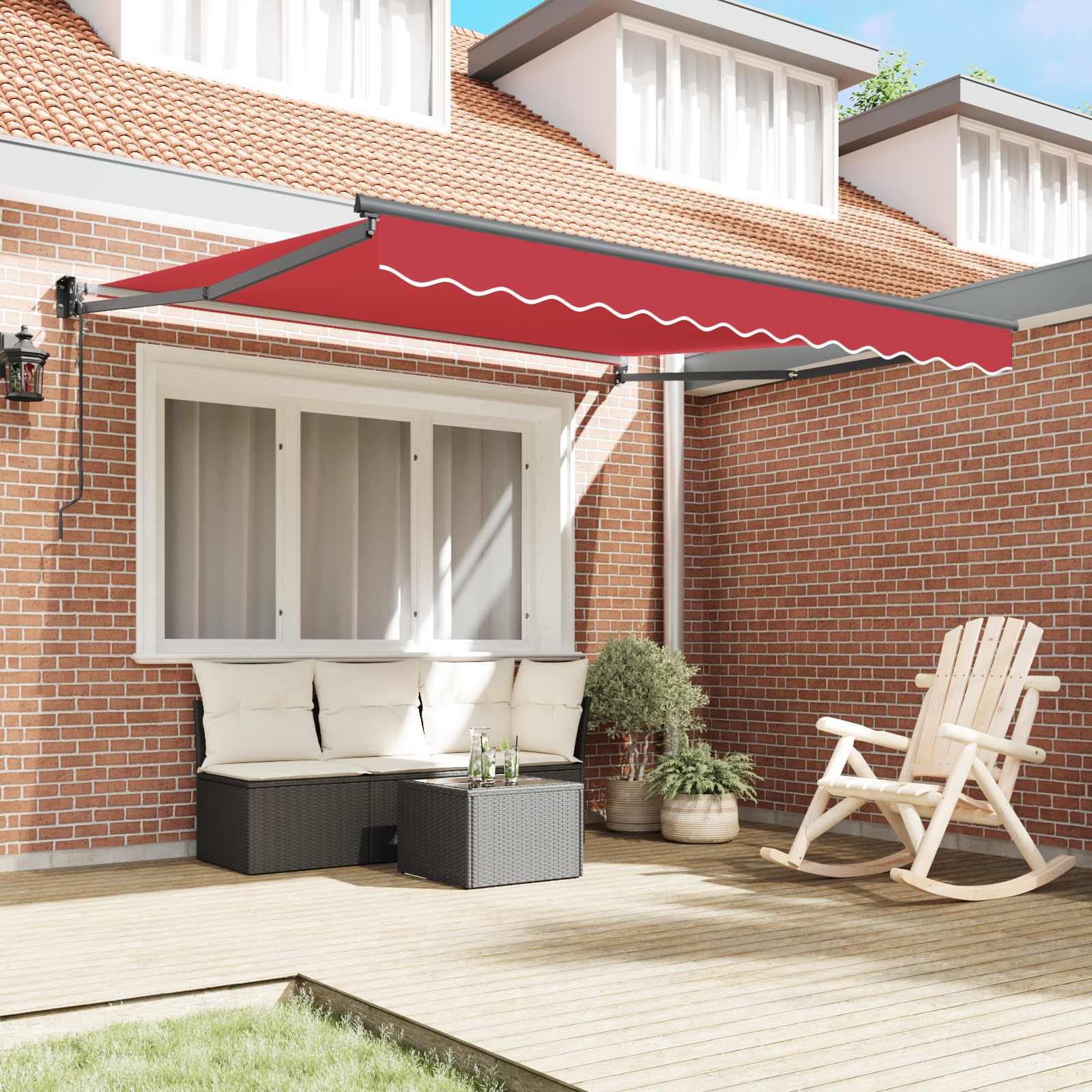 Toldo Retráctil Rojo 350 X 250 Cm 100% Poliéster Y Aluminio_2