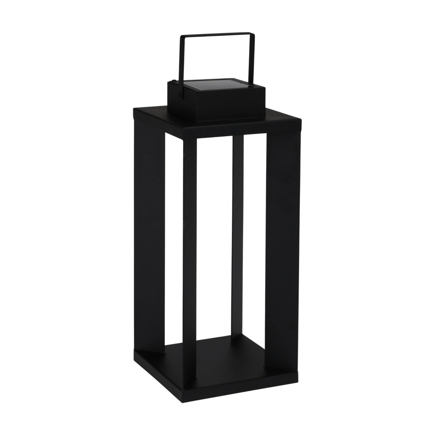 Well Home Linterna Solar De Metal En Negro Con 25 Luces Led Blanco Cálido 22x22x51,5cm_0