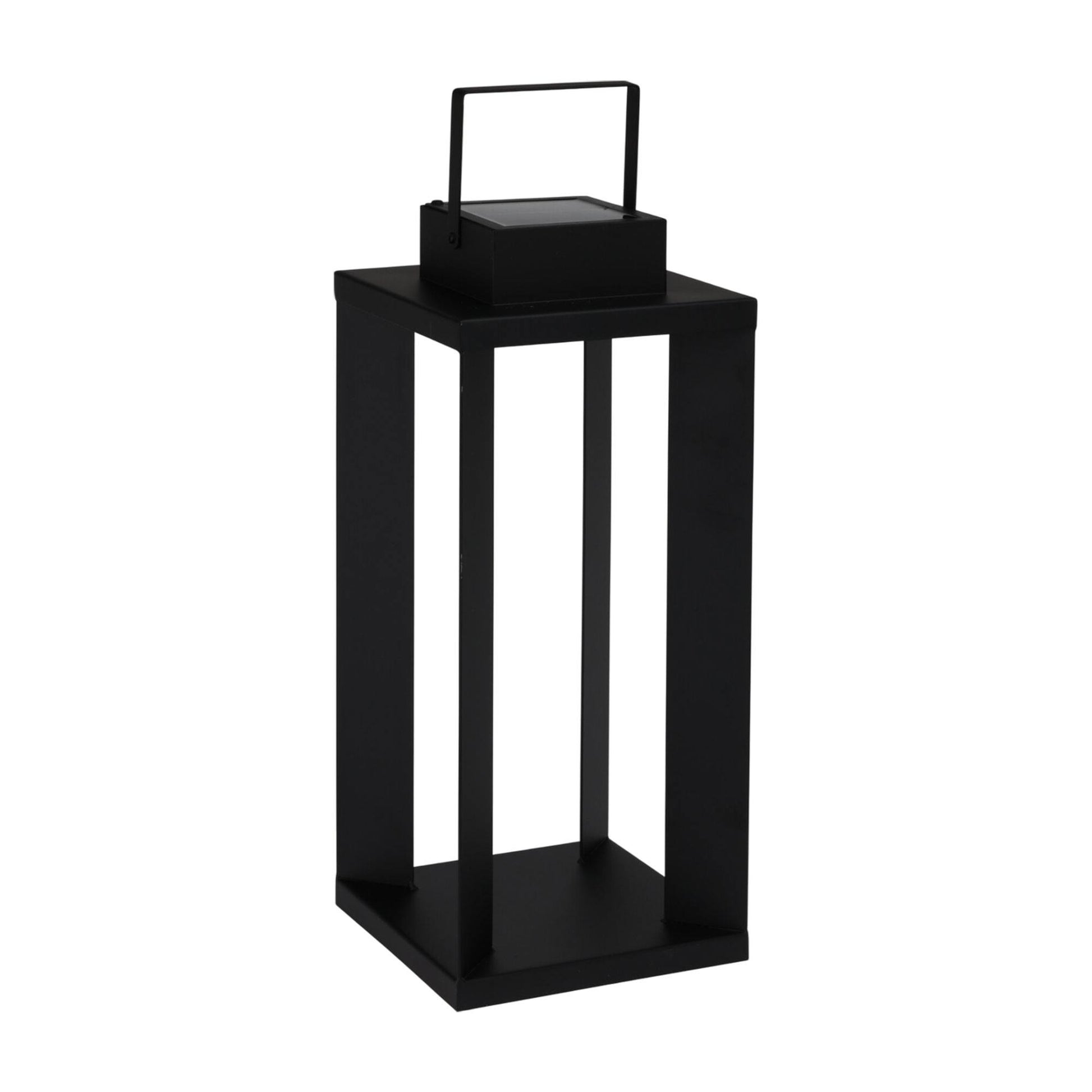 Well Home Linterna Solar De Metal En Negro Con 25 Luces Led Blanco Cálido 22x22x51,5cm_0