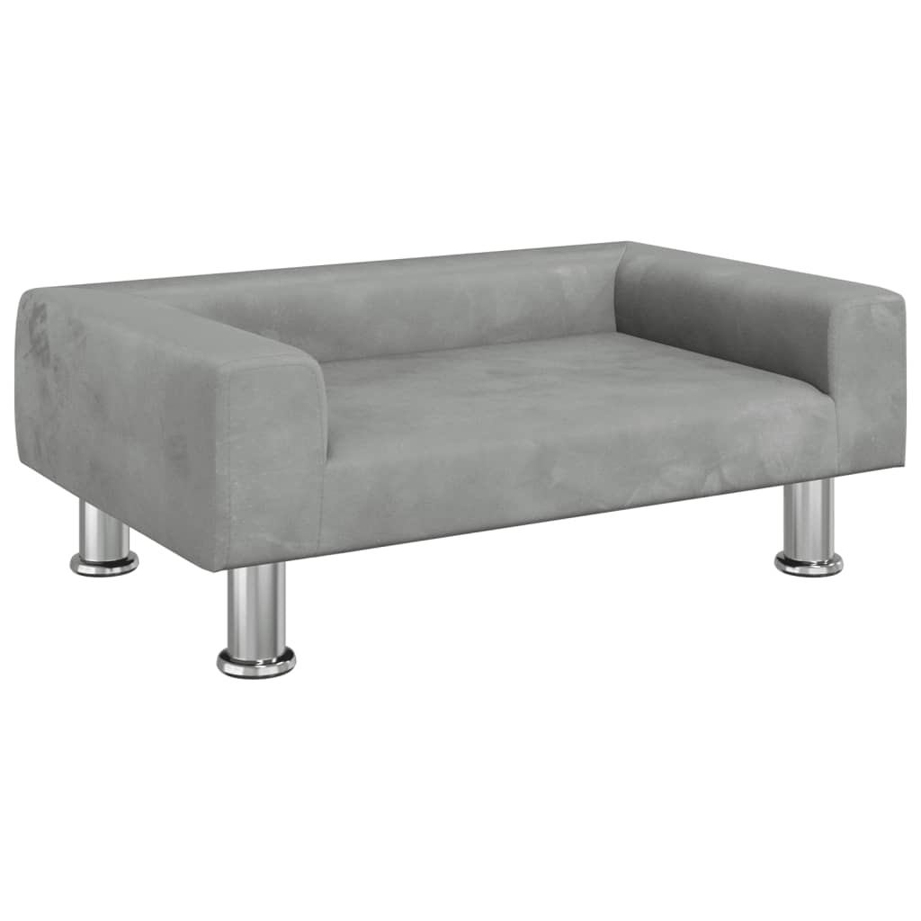 Cama Para Perros De Terciopelo Gris Claro 70x45x26,5 Cm / Vetonek_2