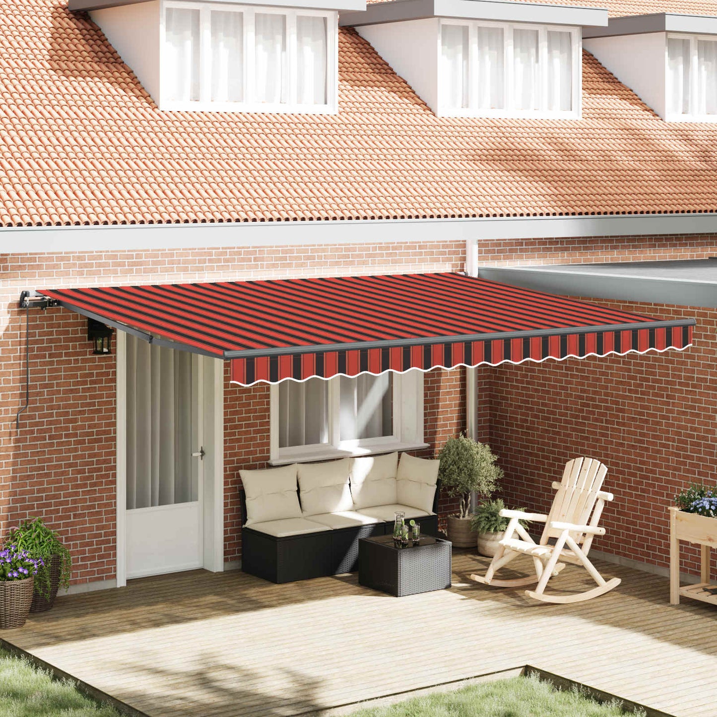Toldo Retráctil Naranja Y Marrón 450 X 300 Cm_1