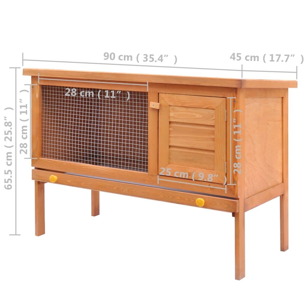 Vidaxl Casa De Animales Pequeños Jaula Conejera 1 Piso Madera_2