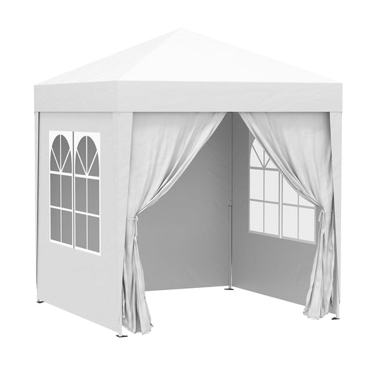 Outsunny Carpa Plegable 2x2m Exterior Con 4 Paredes Y Bolsa De Transporte Blanco_0
