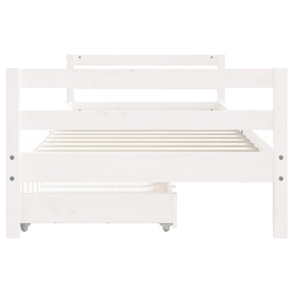 Vidaxl Estructura Cama Niños Con Cajones Madera Pino Blanco 90x200 Cm_4