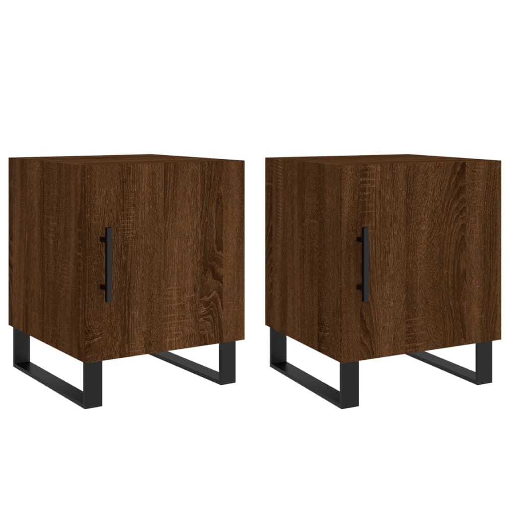 Mesitas Noche 2 Uds Madera Ingeniería Marrón Roble 40x40x50 Cm_0