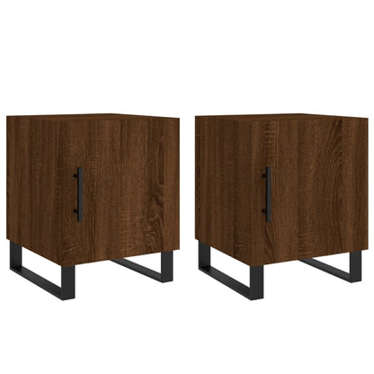Mesitas Noche 2 Uds Madera Ingeniería Marrón Roble 40x40x50 Cm_0