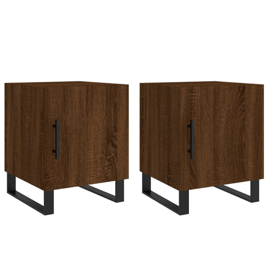 Mesitas Noche 2 Uds Madera Ingeniería Marrón Roble 40x40x50 Cm_0
