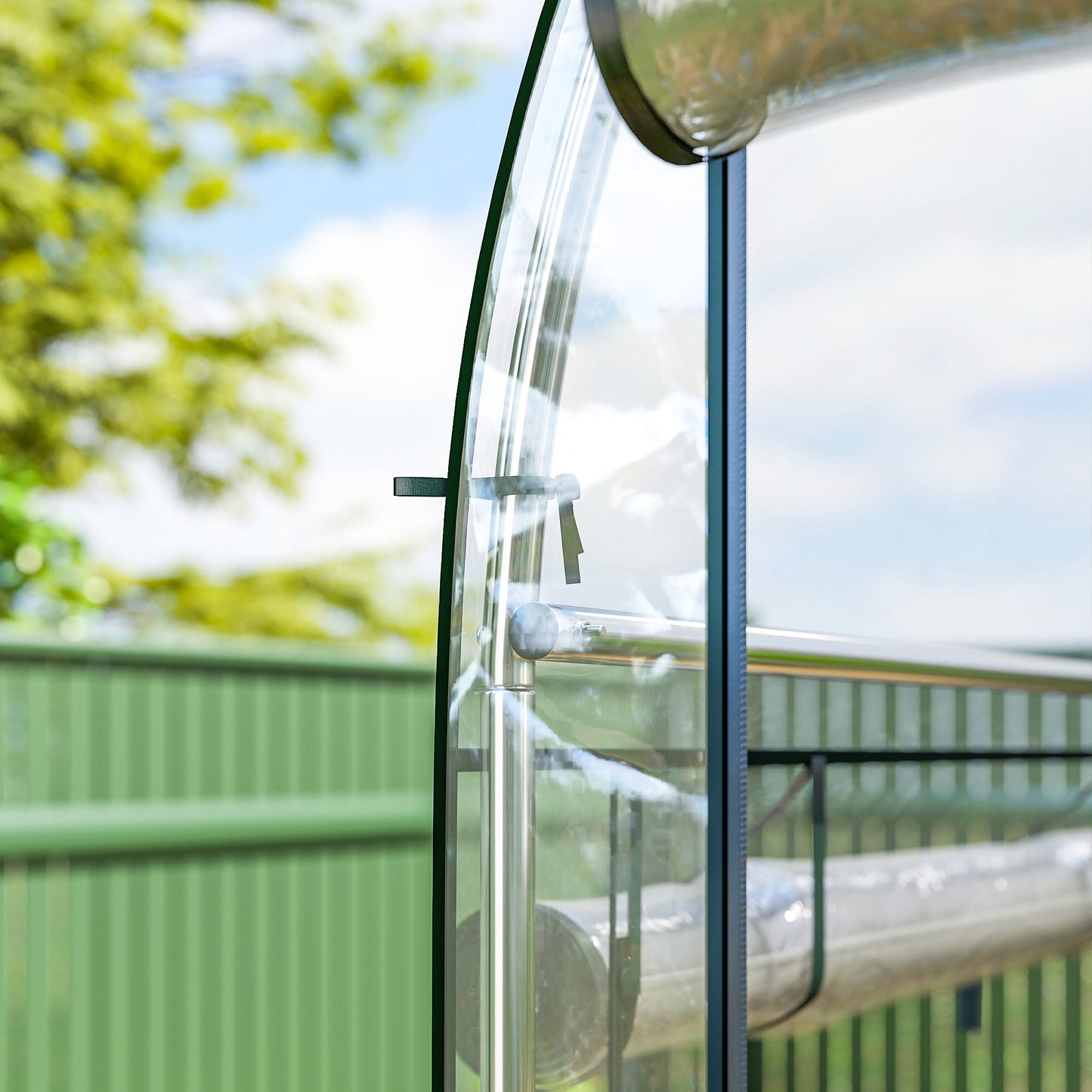 Outsunny Invernadero De Túnel 3x1x2 M Con 8 Puertas Enrollables Transparente_4