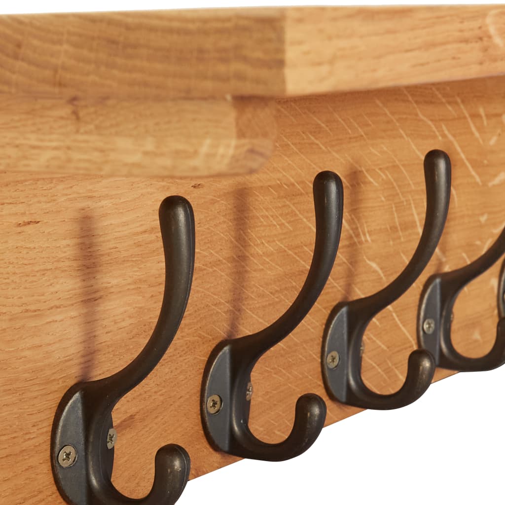 Perchero De Madera Maciza De Roble 60x16x16 Cm_5