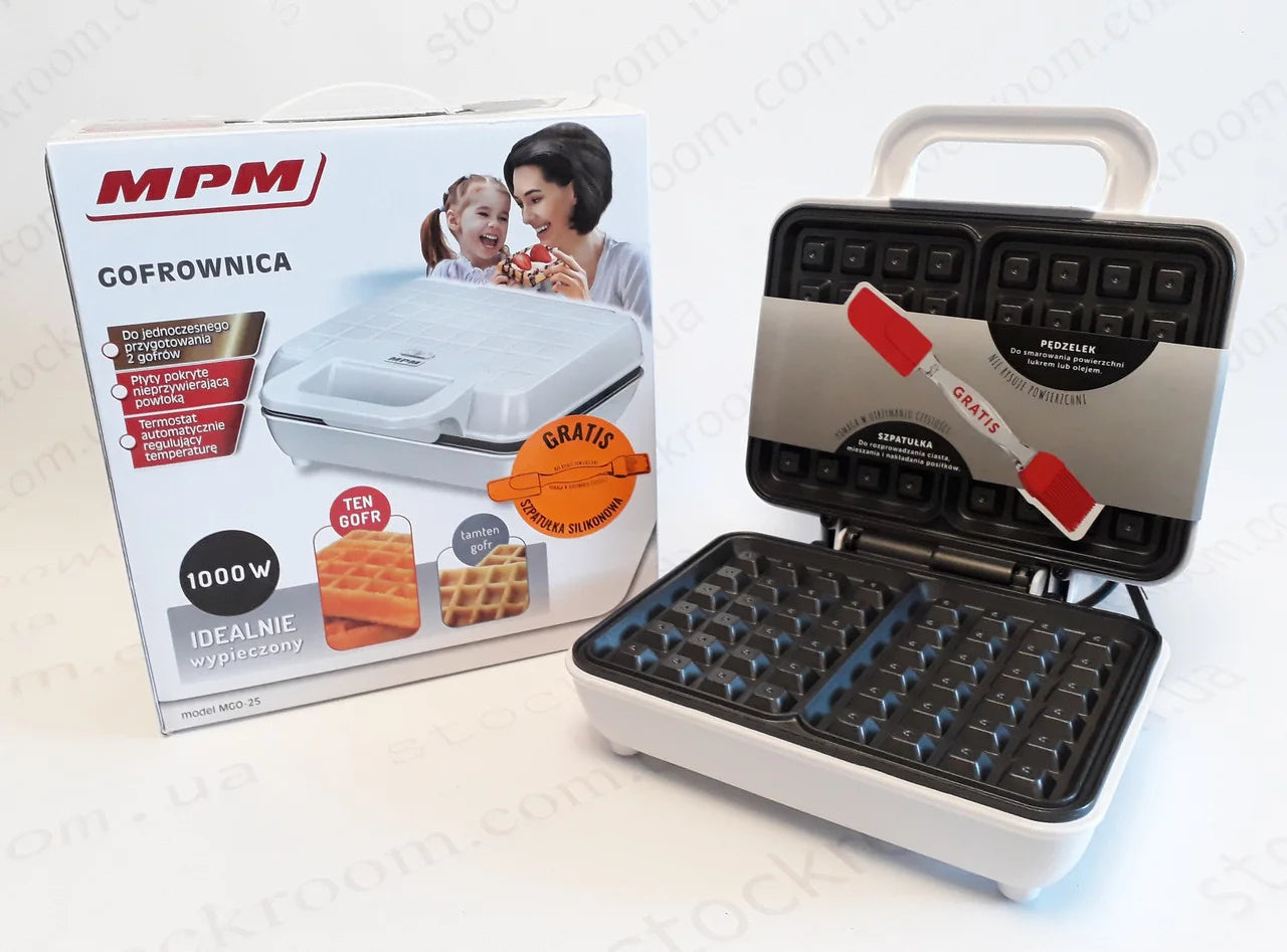 Gofrera Eléctrica, 2 Gofres Belgas Gruesos, Antiadherente, Temperatura Automática, Carcasa Tacto Frío Mpm Mpm-mgo-25 Blanco