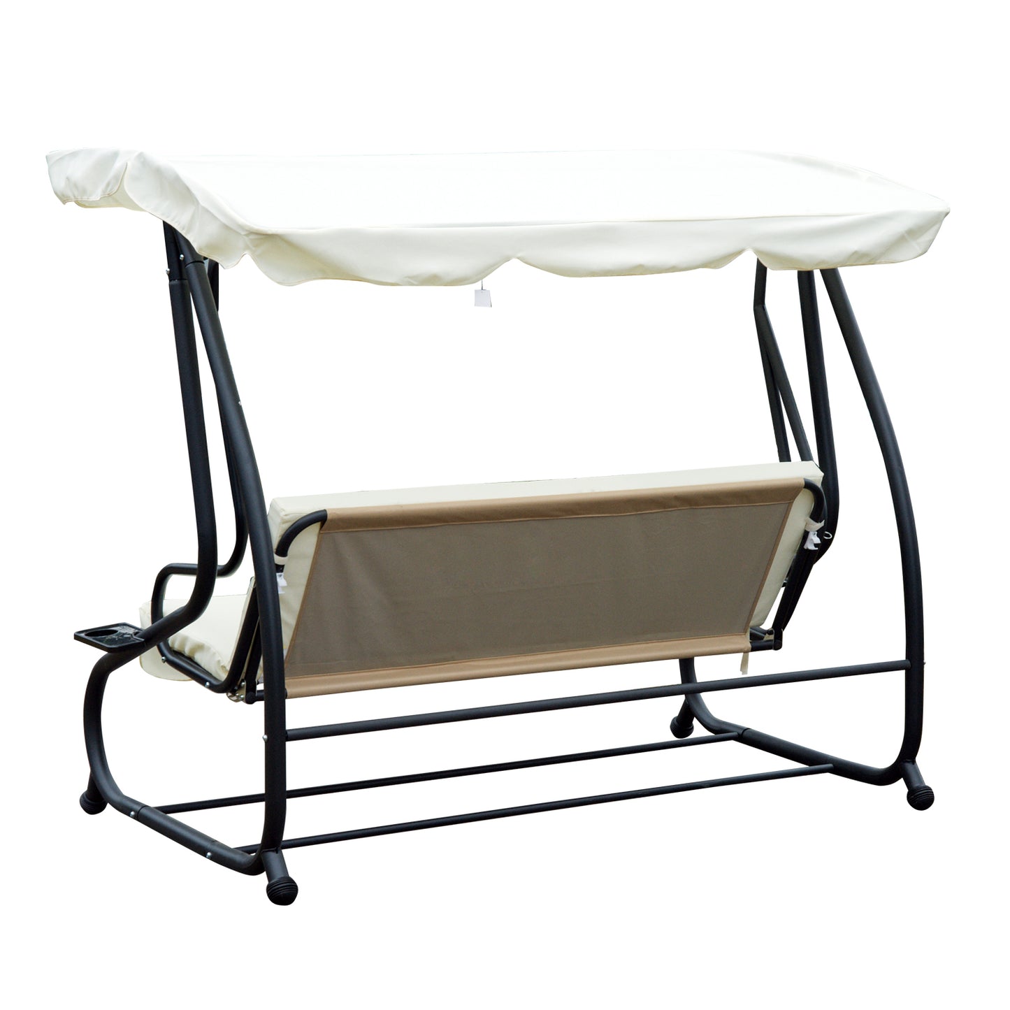 Outsunny Columpio Balancín Jardín Convertible En Cama Techo Ajustable Beige_3