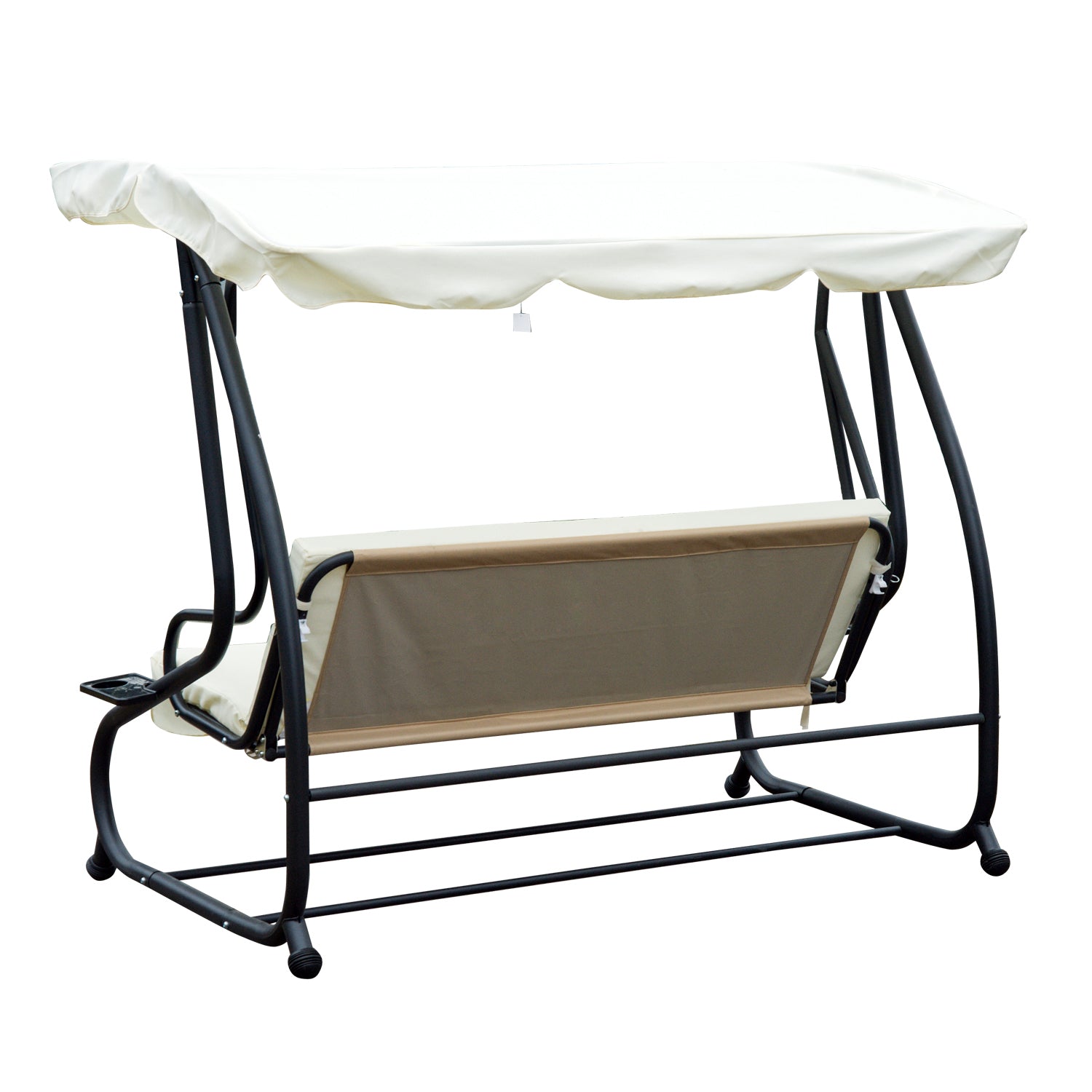 Outsunny Columpio Balancín Jardín Convertible En Cama Techo Ajustable Beige_3