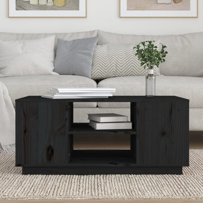 Mesa De Centro De Madera Maciza De Pino Negro 90x49x40,5 Cm_1