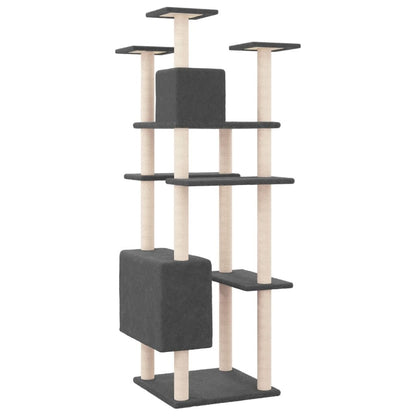 Vidaxl Rascador Para Gatos Con Postes De Sisal Gris Oscuro 162 Cm_4