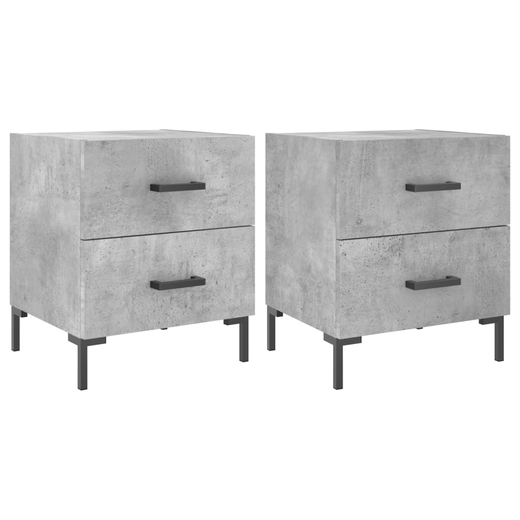 Mesita Noche 2 Uds Madera Ingeniería Gris Hormigón 40x35x47,5cm_0