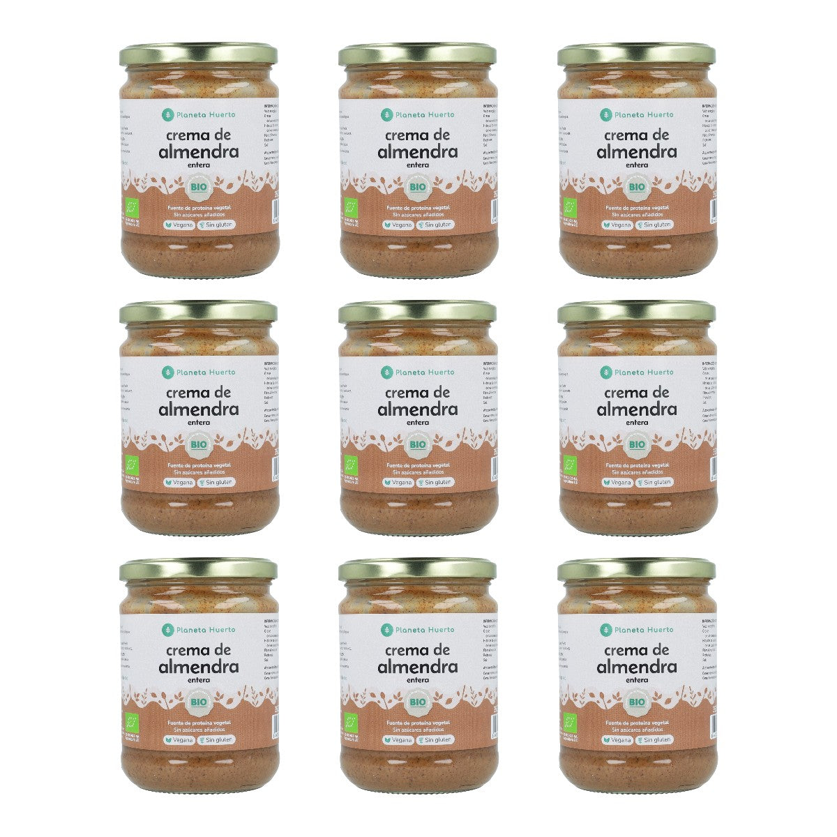 Pack 9x Crema de Almendras Enteras ECO Planeta Huerto 350 g