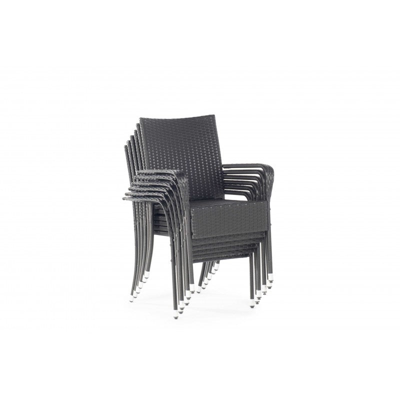 Muebles De Jardín Comedor Formentera 6 Plazas Ratán Sintético Negro Kiefergarden_3