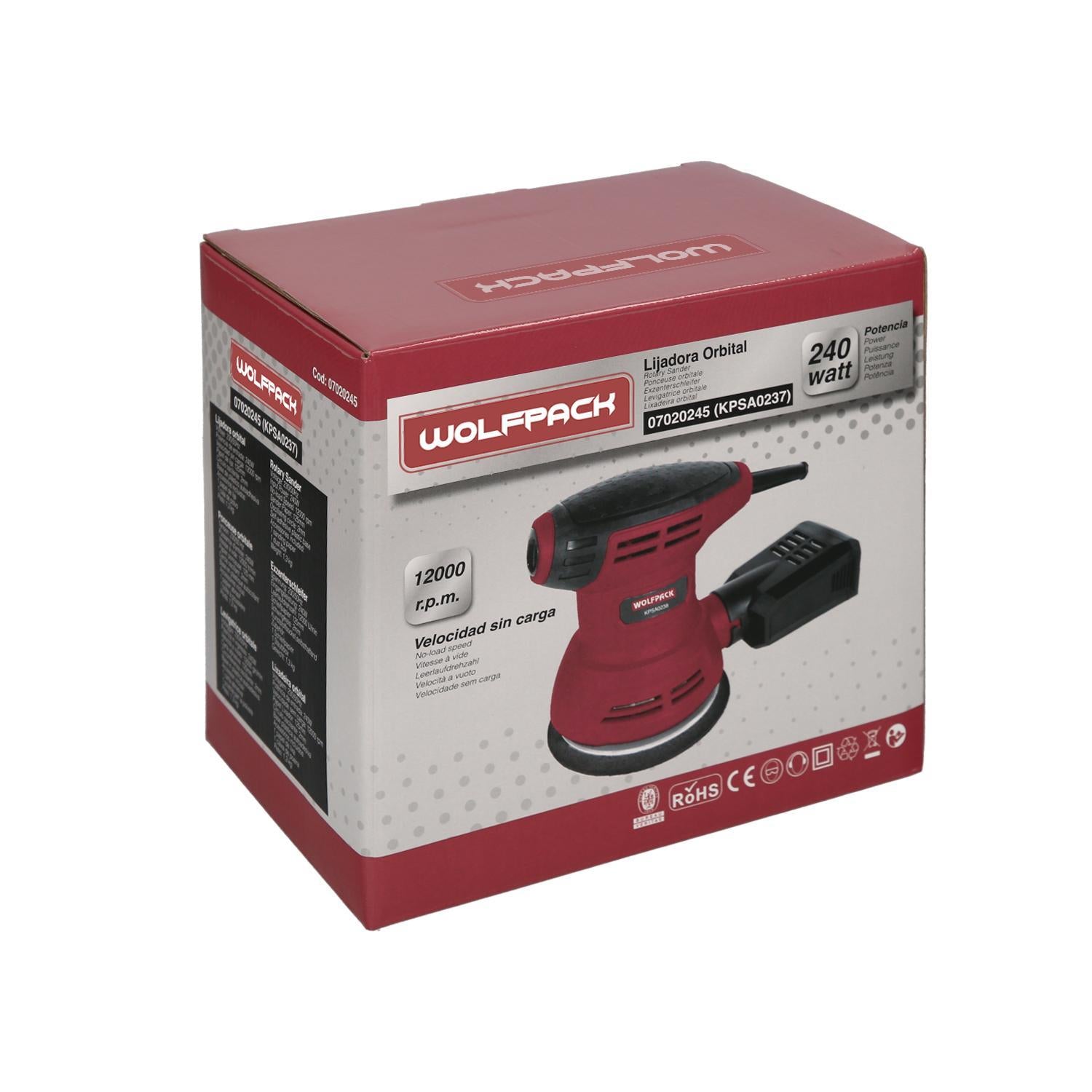 Lijadora Wolfpack Orbital 240 Watt. Lijadora Multifunción. Decapado, Lijado, Eliminar Oxido, Disco Ø 125 Mm.
