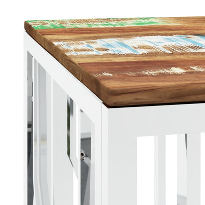 Mesa De Centro Acero Inoxidable Y Madera Reciclada Plateada._3