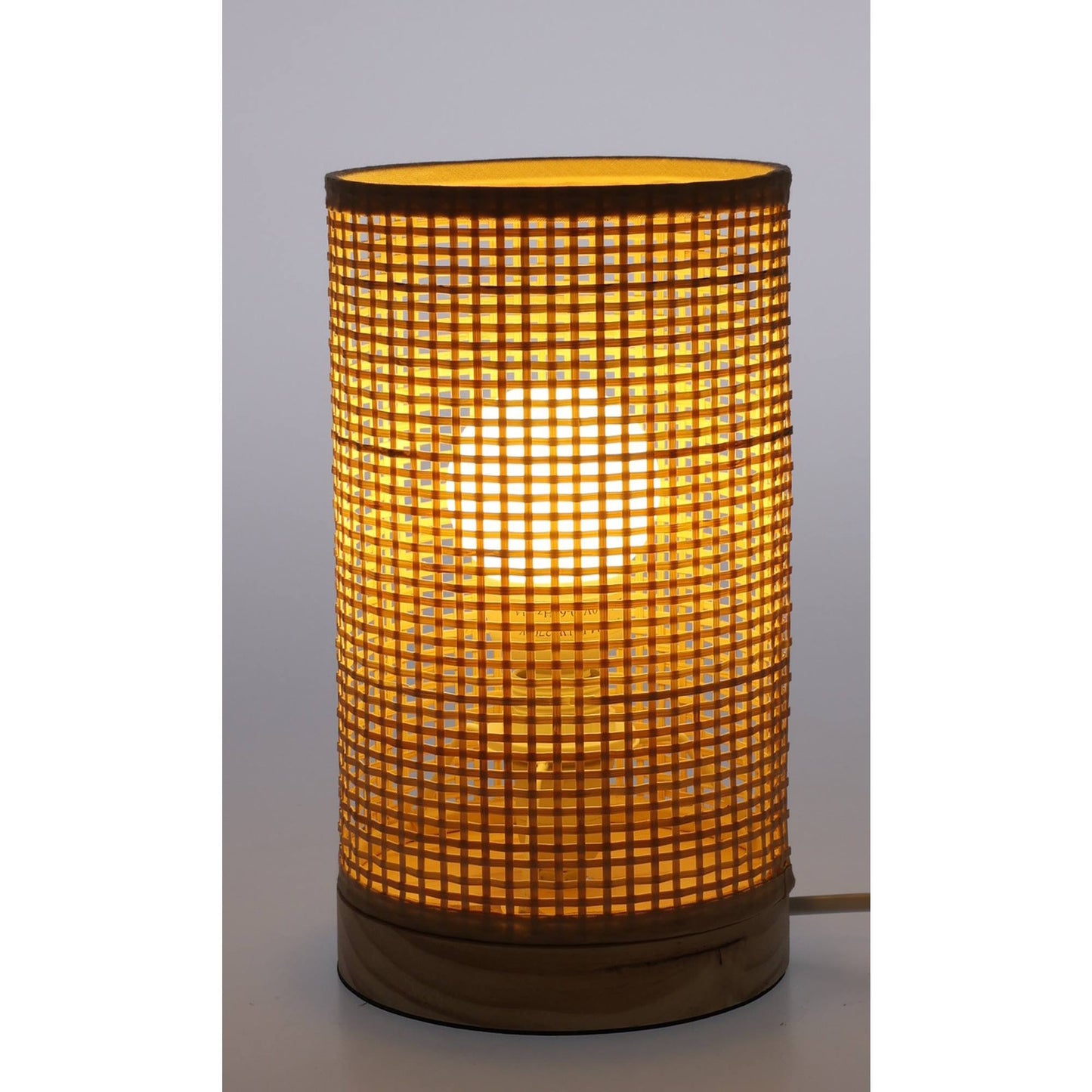 Well Home Lampara De Mesa Con Pantalla De Bambú Ø13x23cm