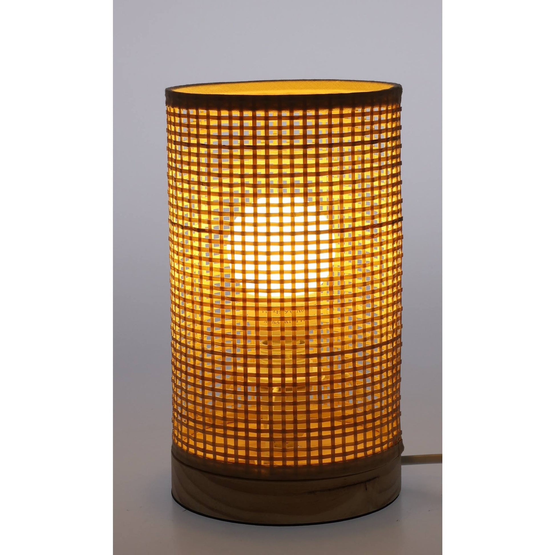 Well Home Lampara De Mesa Con Pantalla De Bambú Ø13x23cm