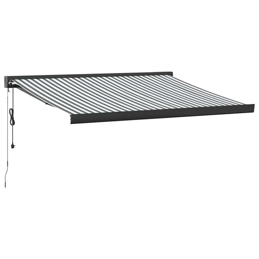 Toldo Retráctil Aluminio Y Tela Antracita Y Blanco 3,5x2,5 M_0