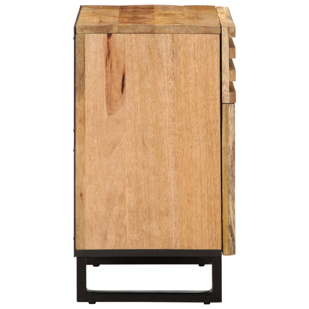 Mesita De Noche De Madera Maciza De Mango Rugosa 50x34x60 Cm_1