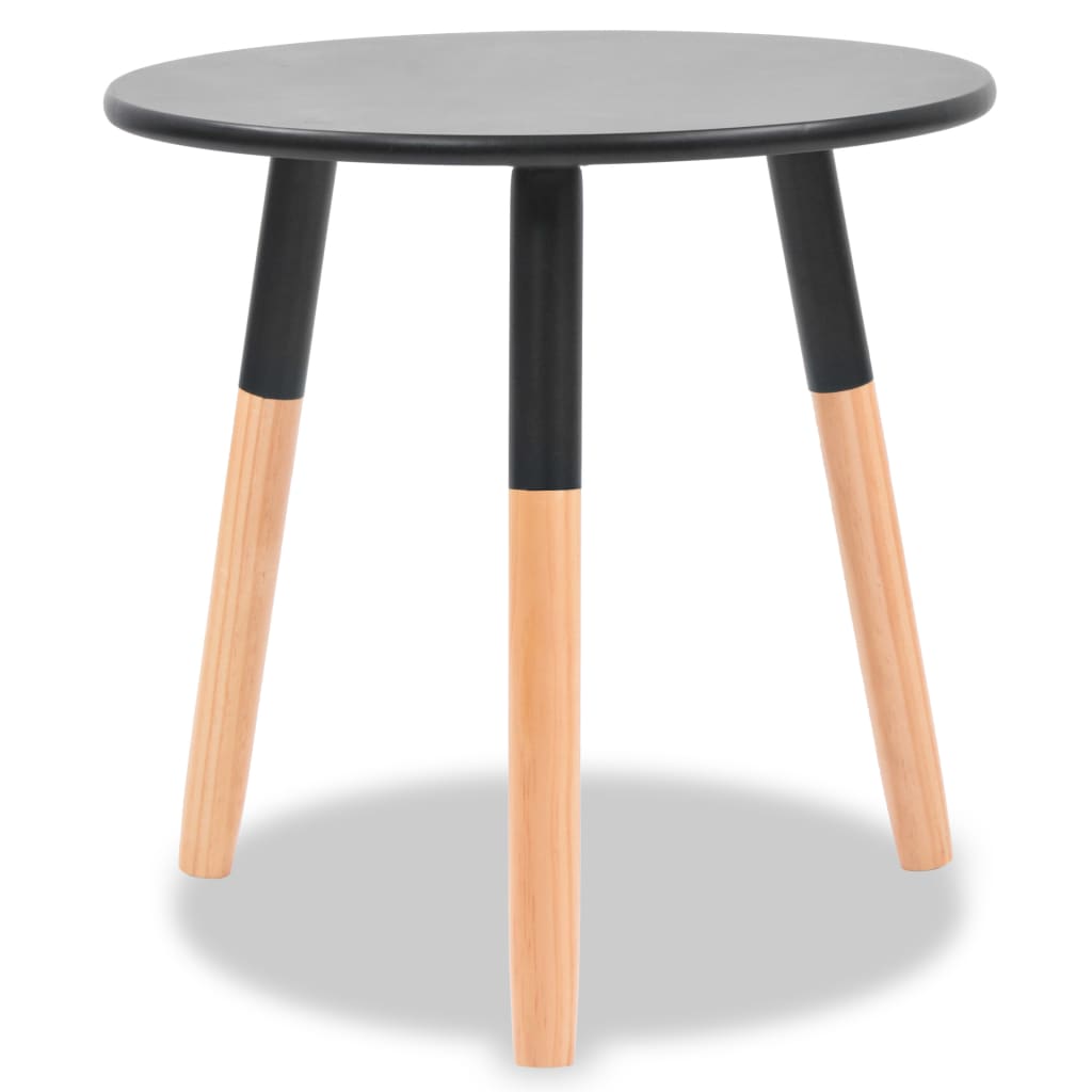 Set De Mesas Auxiliares 2 Unidades Madera Maciza De Pino Negro_2