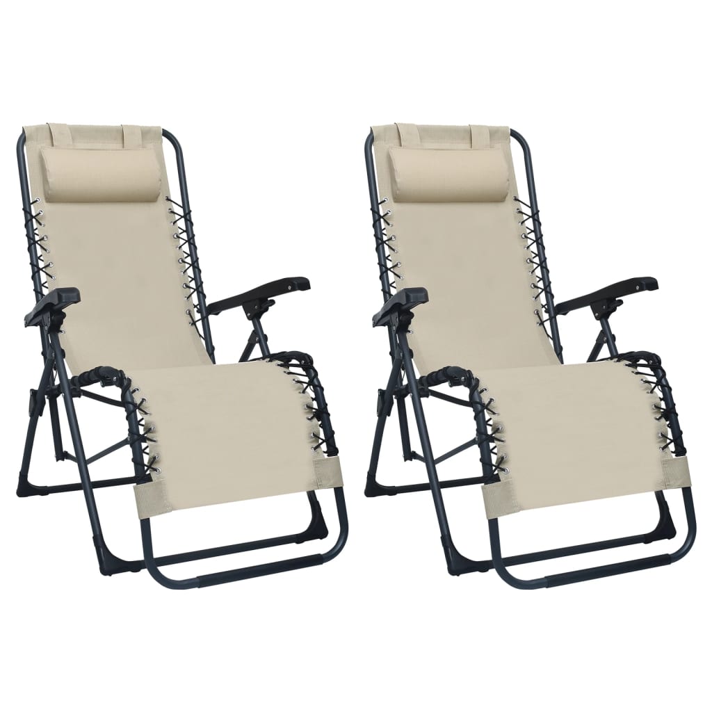 Sillas Plegables 2 Unidades Textilene Crema_0