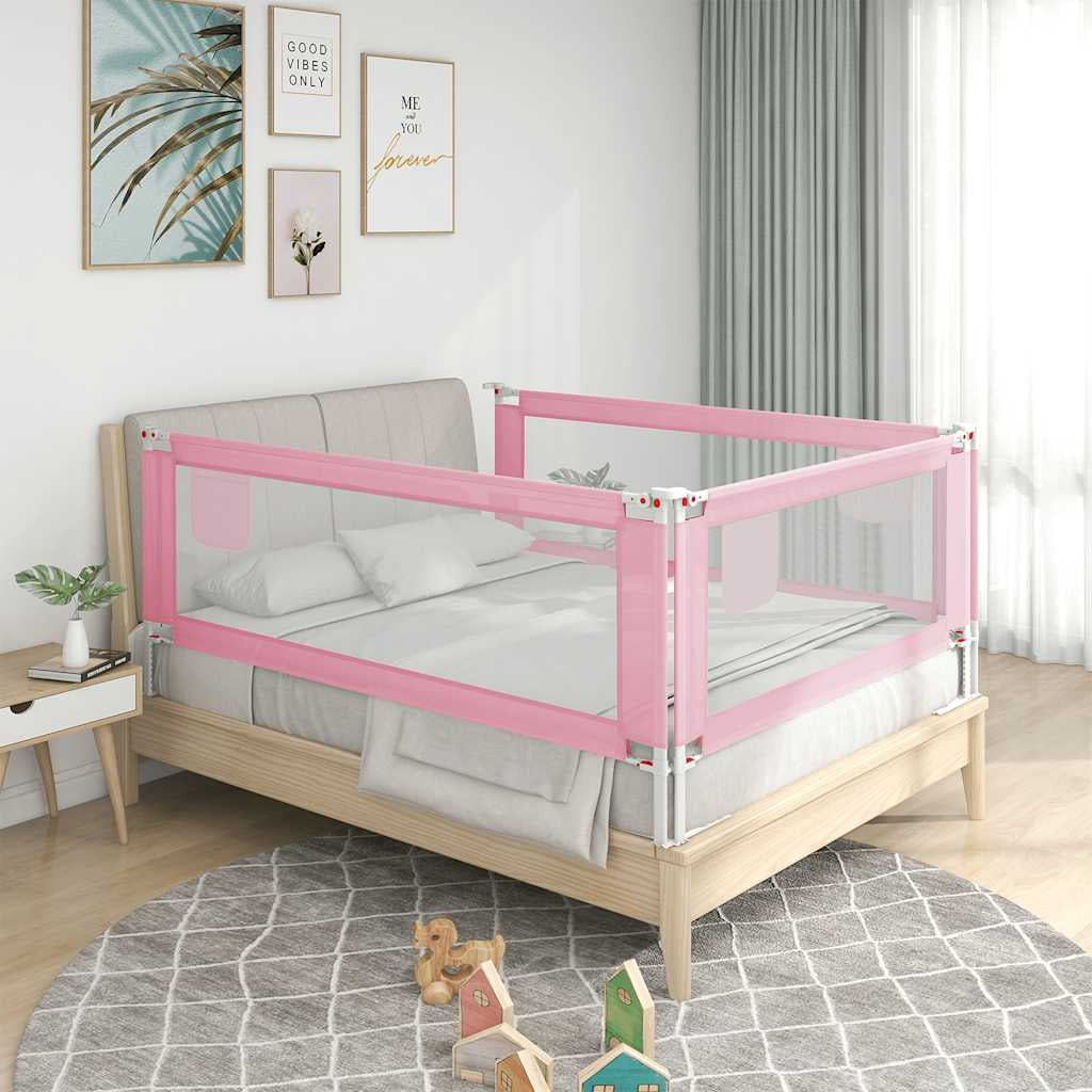 Vidaxl Barandilla De Seguridad Cama De Niño Tela Rosa 90x25 Cm_1