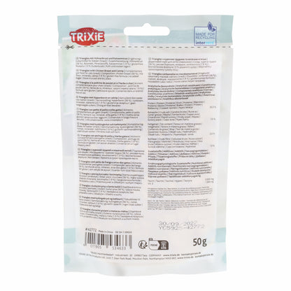 Triángulos con pechuga pollo hierba gatera Trixie 50g