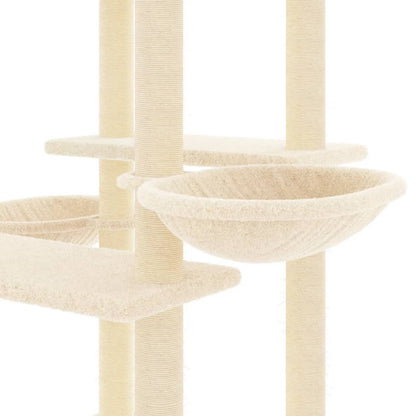 Rascador Para Gatos Con Postes De Sisal Color Crema 133 Cm_5