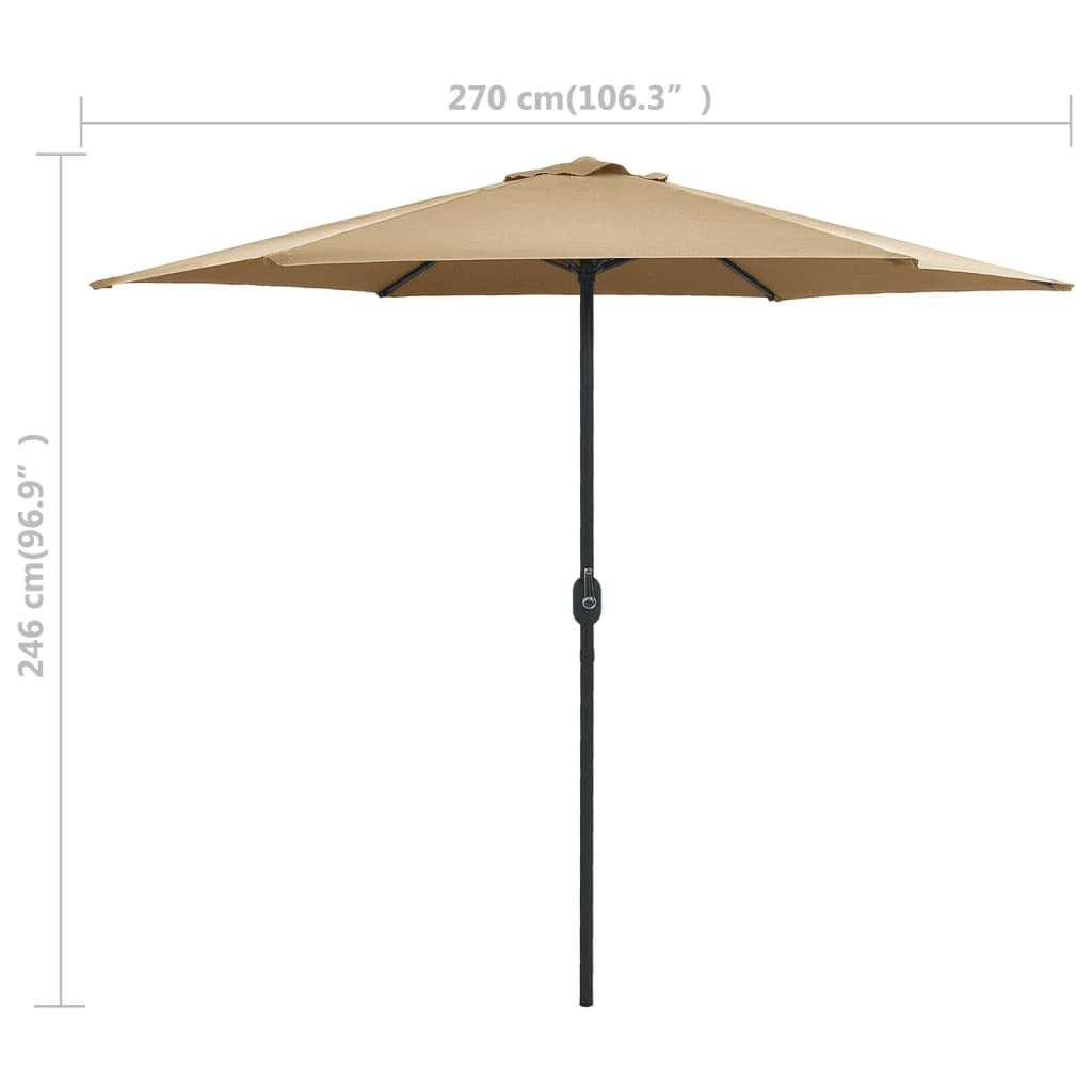 Vidaxl Sombrilla De Jardín Con Palo De Aluminio Taupe 270x246 Cm_2