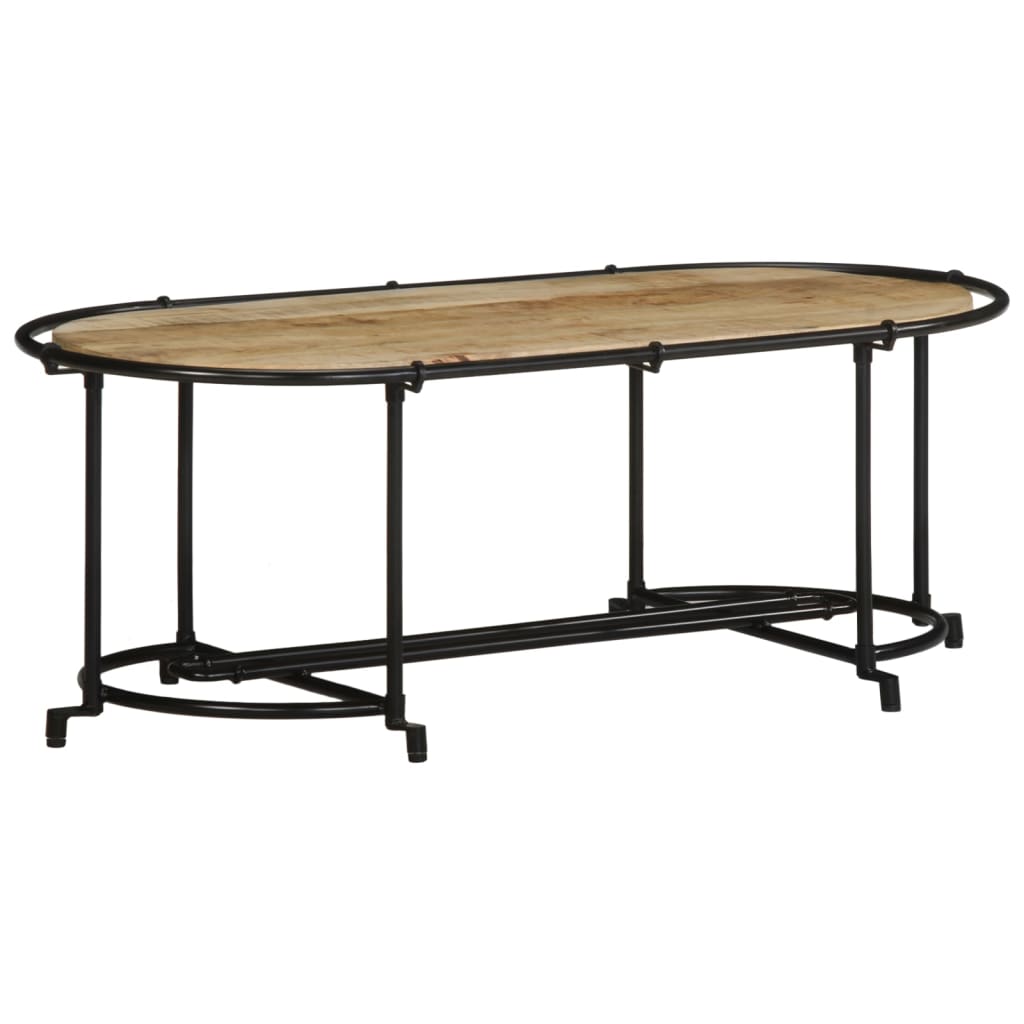 Mesa De Centro Madera Maciza De Mango Rugosa 110x55x40 Cm_1