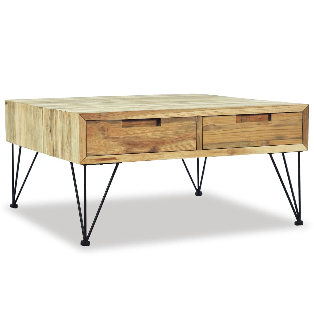 Mesa De Centro De Teca Maciza 80x80x40 Cm_2