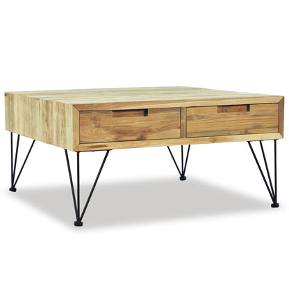 Mesa De Centro De Teca Maciza 80x80x40 Cm_2