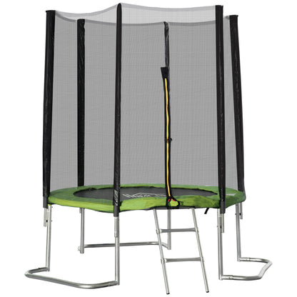 Homcom Cama Elástica Jardín Ø223 Cm Con Red De Seguridad Interior Exterior Verde_0