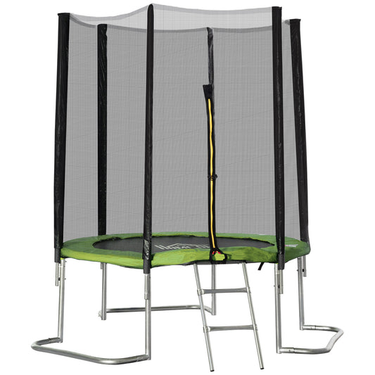 Homcom Cama Elástica Jardín Ø223 Cm Con Red De Seguridad Interior Exterior Verde_0