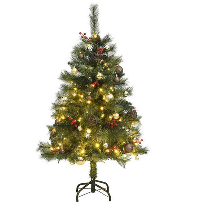 Vidaxl Árbol Navidad Artificial Con Bisagras 150 Led Y Bolas 120 Cm_0